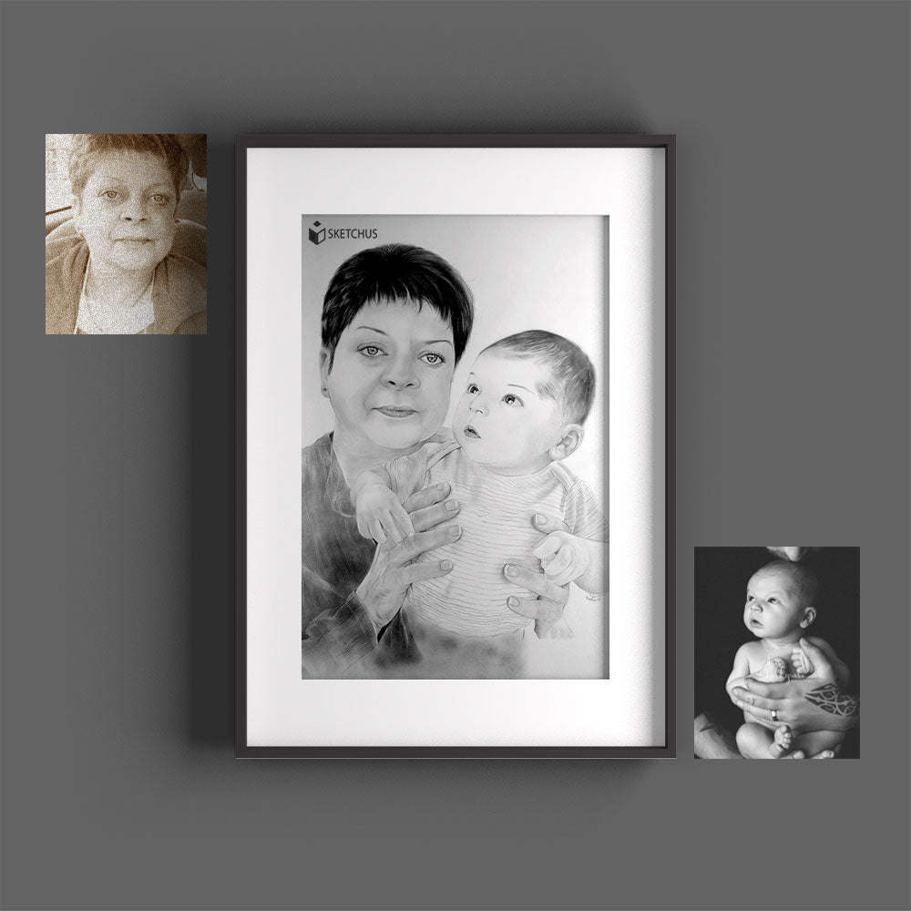 Portrait von Verstorbenen handgezeichnet als würdevolle Erinnerung