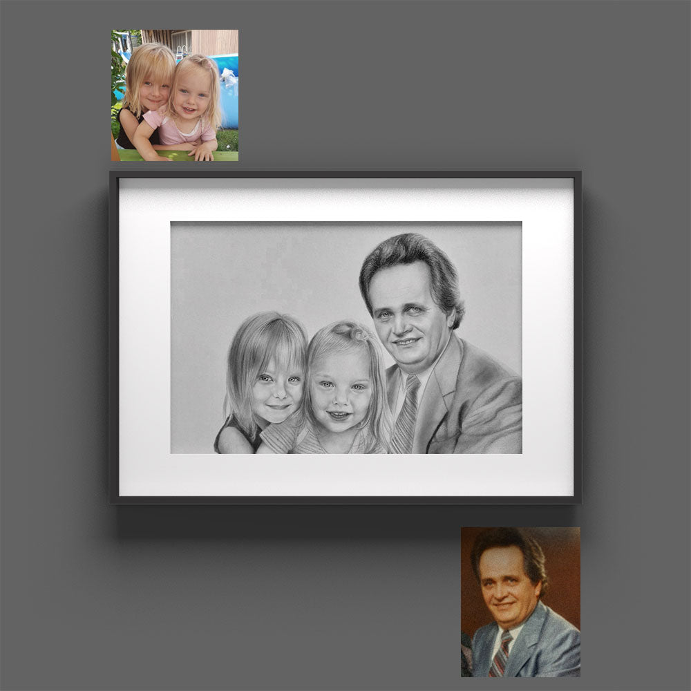 Familienportraits zeichnen lassen Opa Zeichnung Familienbild Gemälde Geschenk Portraits für Kinder Sketchus